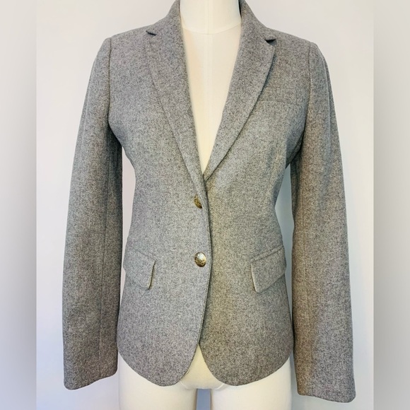 J. Crew Mercantile Schoolboy Blazer In Heather Grey Oatmeal SZ 0 NWOT! - Picture 3 of 11